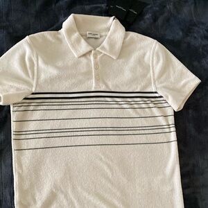 SAINT LAURENT
NWT Striped Terry Polo Shirt In Cotton Small